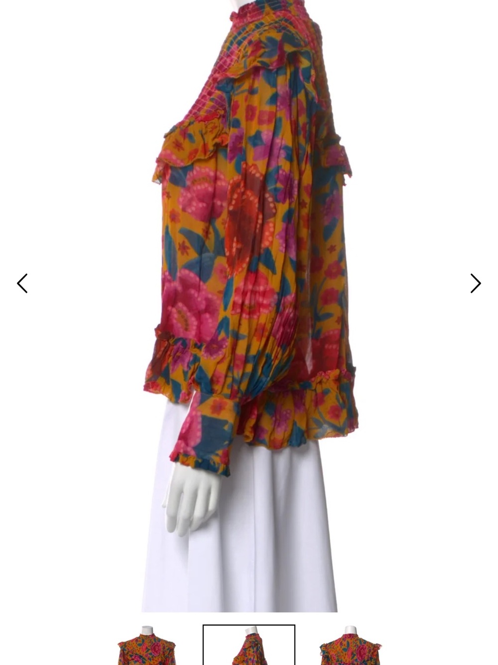 FARM Rio Mustard Floral Ruffle blouse - Picture 2 of 3